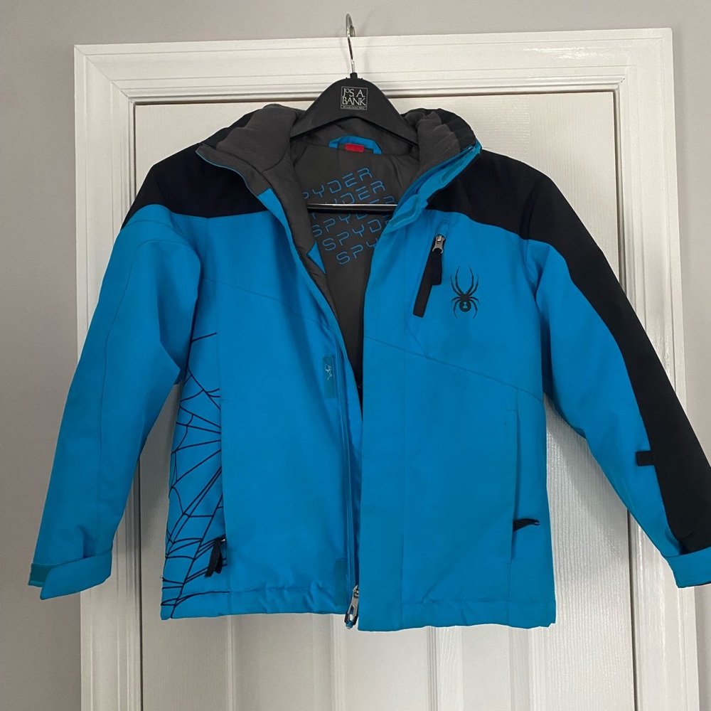 Spyder Blue and Black Puffer Jacket with Hood